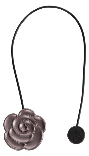 SADA 2 KS DEKORAČNÍ SPONA NA ZÁVĚS FLOWER S MAGNETEM 5 X 21 CM HNĚDÁ
