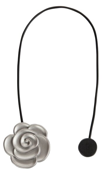SADA 2KS DEKORAČNÍ SPONA NA ZÁVĚS FLOWER S MAGNETEM 5 X 21 CM STŘÍBRNÁ