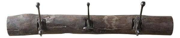 Hnědý antik věšák z recyklovaného dřeva s háčky Grimaud - 68*4*14 cm - Chic Antique