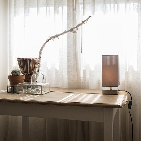 Moderní stolní lampa šedá s ocelí - Milo