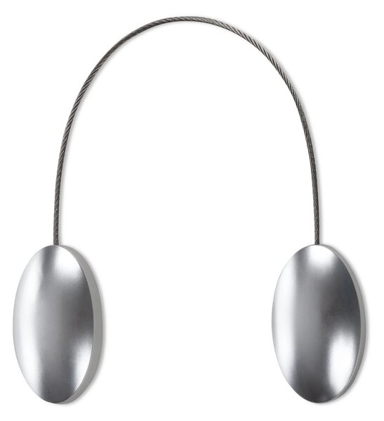 SADA 2KS DEKORAČNÍ SPONA NA ZÁVĚS SILVER S MAGNETEM 3 X 15 CM STŘÍBRNÁ