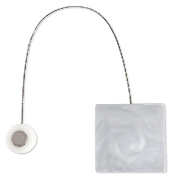 SADA 2KS DEKORAČNÍ SPONA NA ZÁVĚS SQUARE S MAGNETEM 6 X 14 CM STŘÍBRNÁ