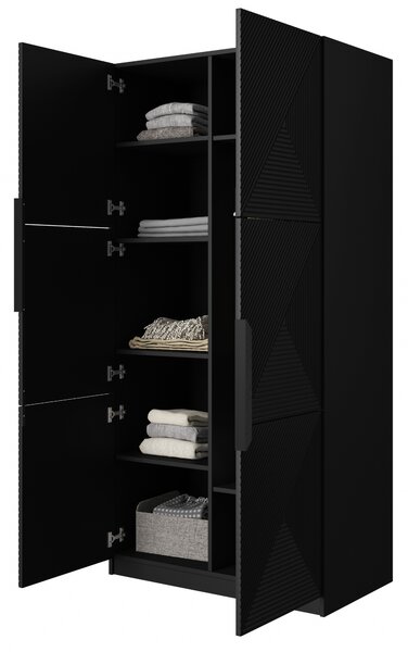 Skříň Asha 100 cm - černý mat / černé kovové úchytky