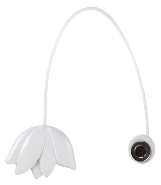SADA 2KS DEKORAČNÍ SPONA NA ZÁVĚS TULIP S MAGNETEM 6 X 15 CM BÍLÁ