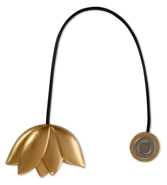 SADA 2KS DEKORAČNÍ SPONA NA ZÁVĚS TULIP S MAGNETEM 6 X 15 CM ZLATÁ