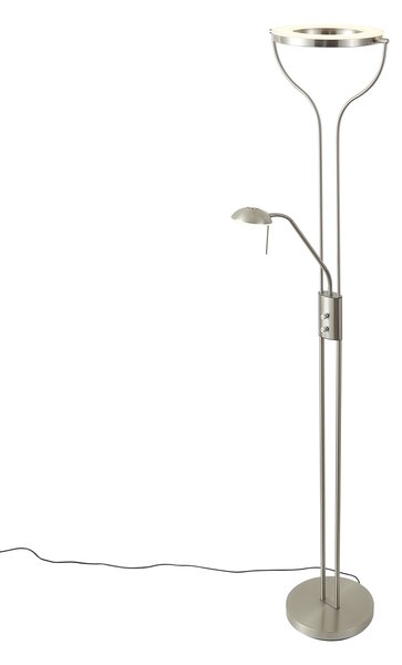 Moderní stojací lampa ocel s ramenem na čtení vč. LED a stmívače - Divo