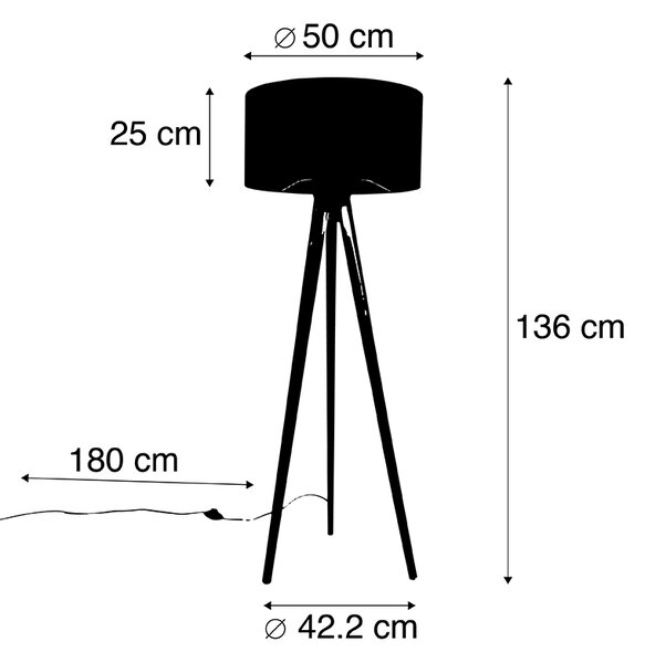 Stojací lampa stojan černá s abajurem s pavoučím vzorem 50 cm - Tripod Classic