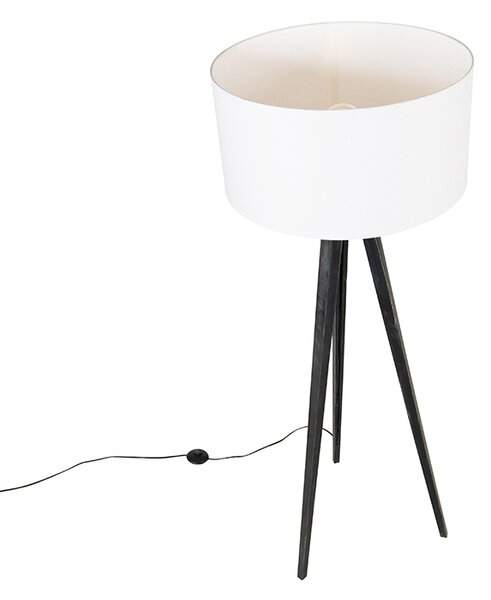 Stojací lampa stojan černá s abajurem bílým 50 cm - Tripod Classic