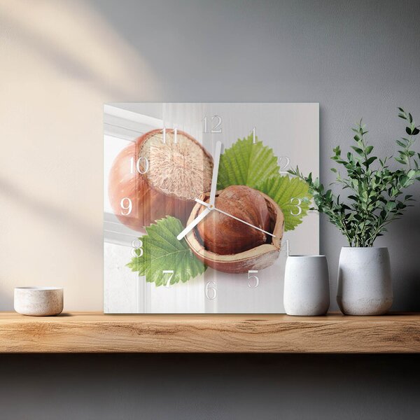 Skleněné hodiny Lískové ořechy zskb-30x30-00087380