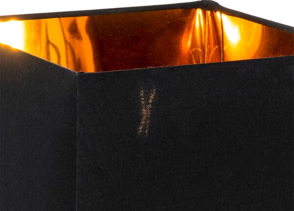 Moderní stolní lampa černá s látkovým stínítkem černým se zlatem - VT 1