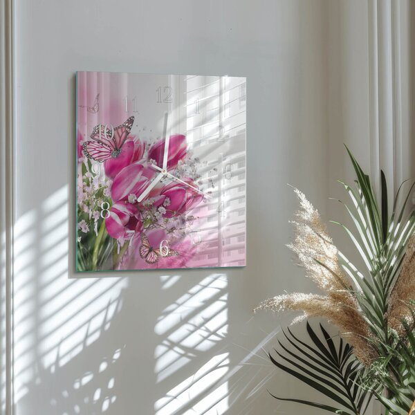 Skleněné hodiny Motýl zskb-30x30-00087108
