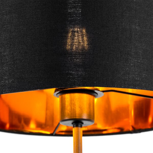 Moderní stojací lampa černá se zlatem kulatá - VT