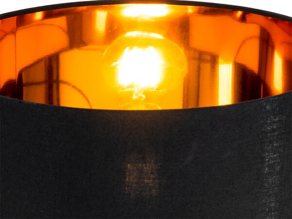 Moderní stojací lampa černá se zlatem kulatá - VT
