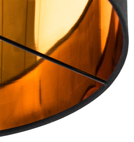 Moderní stojací lampa černá se zlatem kulatá - VT