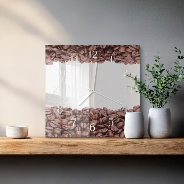 Skleněné hodiny Kávová zrna zskb-30x30-00091673