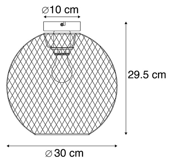 Moderní stropní svítidlo černé 30 cm - Mesh Ball
