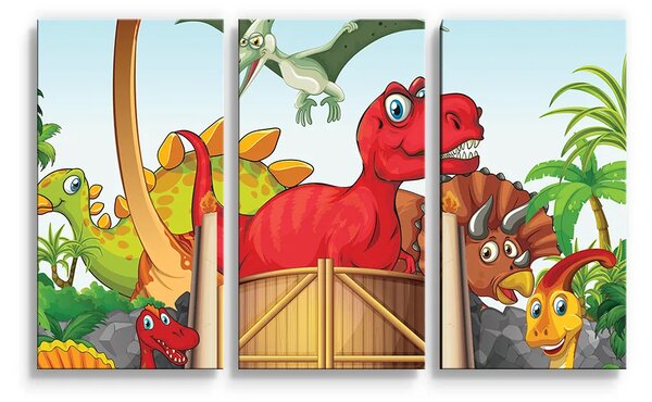 Sablio Obraz - 3-dílný Dinosauři 4 - 120x80 cm