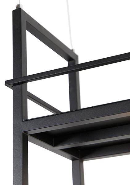 Chytré závěsné svítidlo černé s policí velké 4-světlo vč. Wifi G95 - Cage Rack