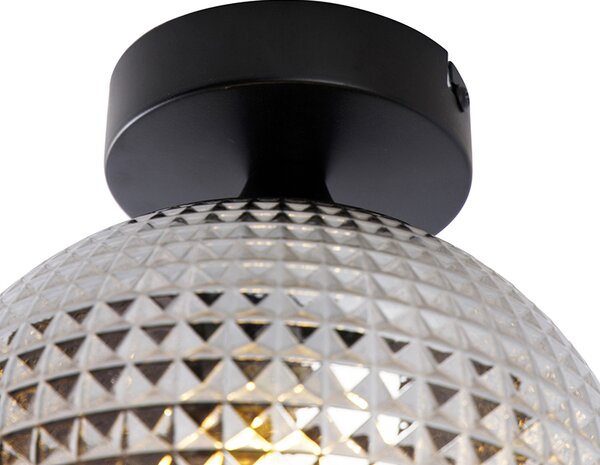 Stropní svítidlo Art Deco černé s kouřovým sklem - Sphere