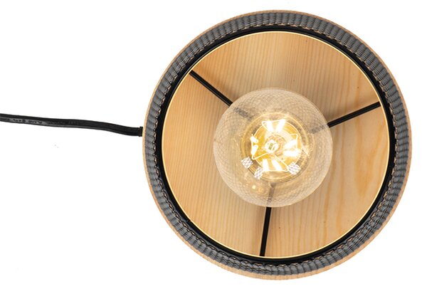 Designová stolní lampa černá se dřevem - Bosk