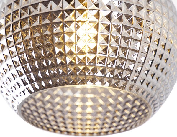 Stropní svítidlo Art Deco černé s kouřovým sklem - Sphere