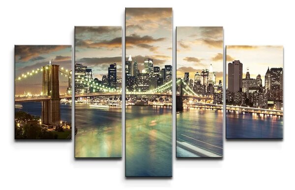 Sablio Obraz - 5-dílný Brooklynský most - 125x90 cm