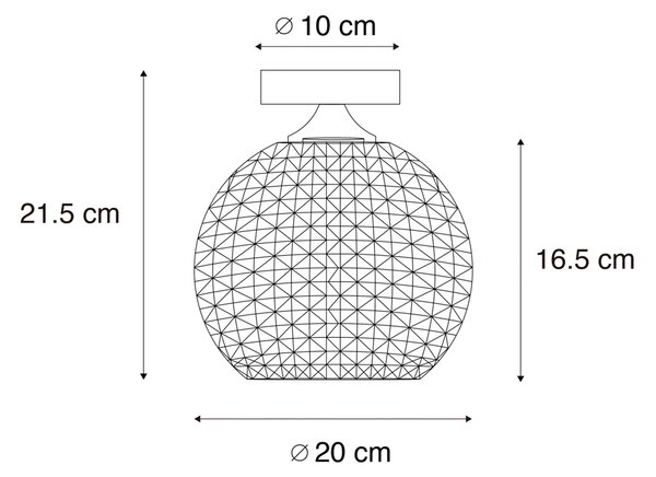 Stropní svítidlo Art Deco černé s kouřovým sklem - Sphere