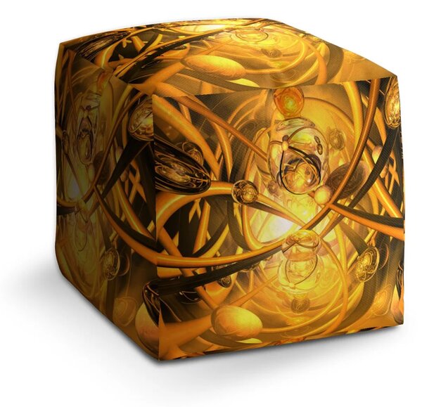 Sablio Taburet Cube Žlutá abstrakce - 40x40x40 cm