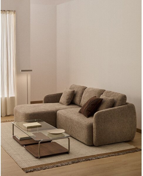 Taupe žinylková rozkládací rohová pohovka (levý roh/s lenoškou) Laira – Kave Home