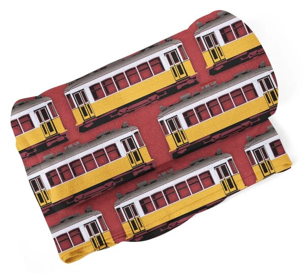 Sablio Deka Lisabonské historické tramvaje Červený Pattern - 150x120 cm