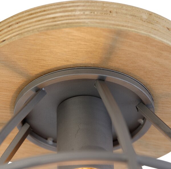 Chytré stropní svítidlo tmavě šedé se dřevem vč. WiFi E27 - Arthur