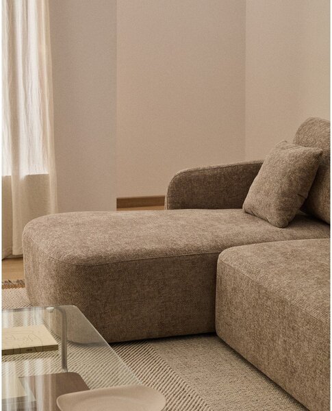 Taupe žinylková rozkládací rohová pohovka (levý roh/s lenoškou) Laira – Kave Home