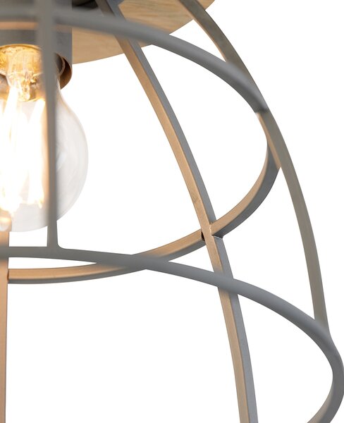 Chytré stropní svítidlo tmavě šedé se dřevem vč. WiFi E27 - Arthur