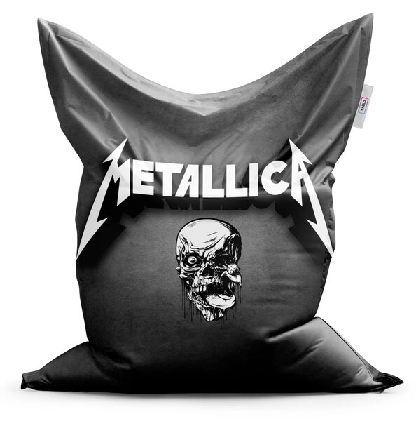 Sablio Sedací vak METALLICA Lebka Šedá - 150x100 cm