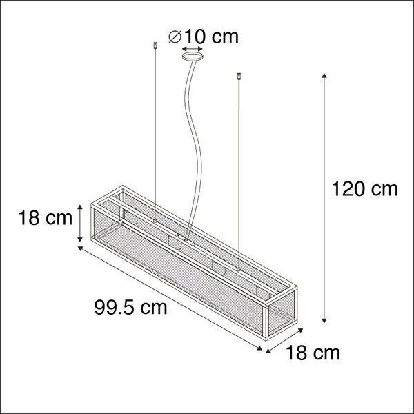 Chytré průmyslové závěsné svítidlo černé vč. 4 WiFi A60 - Cage Wire