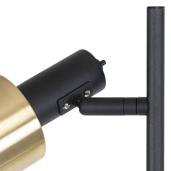 Designová stojací lampa černá se zlatem 2-světlo - Stijn