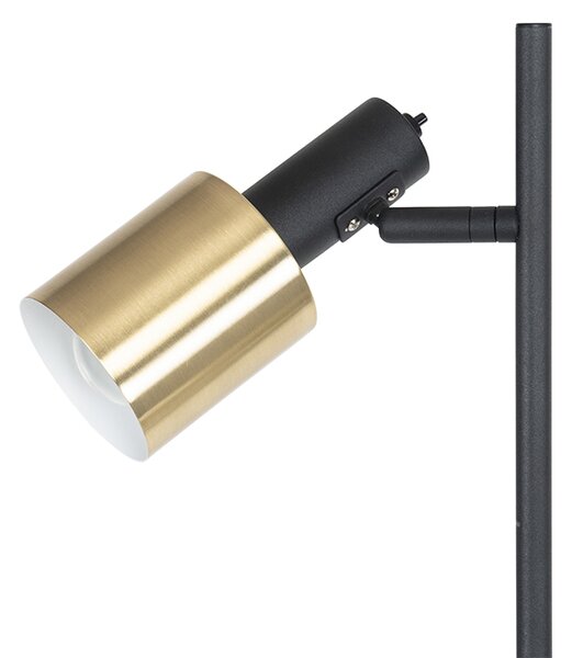 Designová stojací lampa černá se zlatem 2-světlo - Stijn