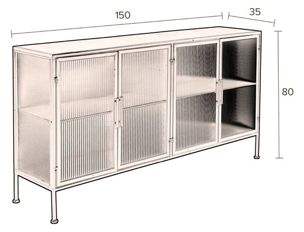 Skleněná vitrína DUTCHBONE Boli 150 x 35 cm