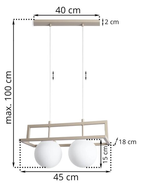 Závěsné svítidlo Florence, 2x bílé skleněné stínítko, be/g