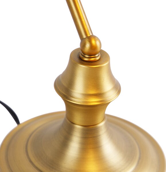 Klasická notářská lampa bronzová s jantarovým sklem - Banker
