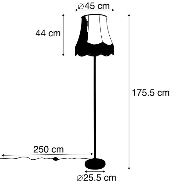Klasická stojací lampa černá s abajurem Granny B šedý - Simplo