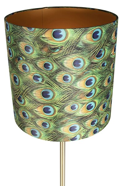 Stojací lampa mosazná s stínidlem s pavoučím vzorem 40 cm - Simplo