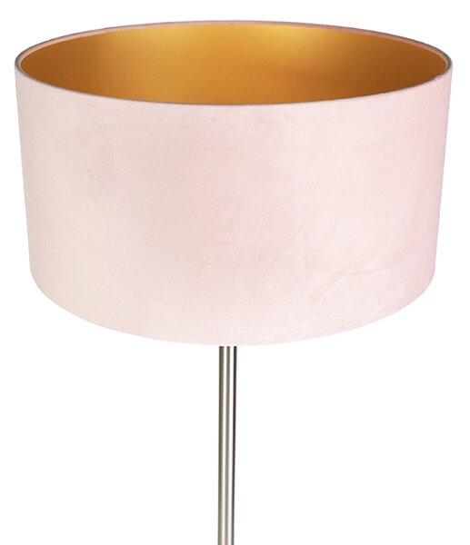Stojací lampa ocelová s růžovým stínítkem 50 cm - Simplo
