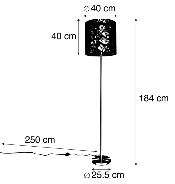 Stojací lampa mosazná s stínidlem s pavoučím vzorem 40 cm - Simplo