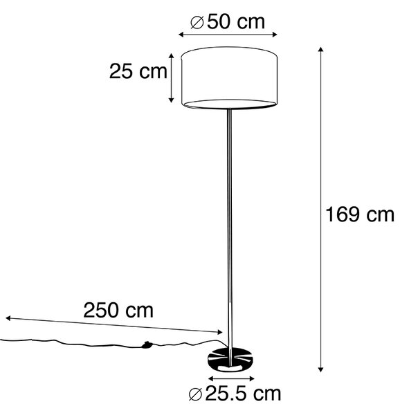 Stojací lampa ocelová s růžovým stínítkem 50 cm - Simplo