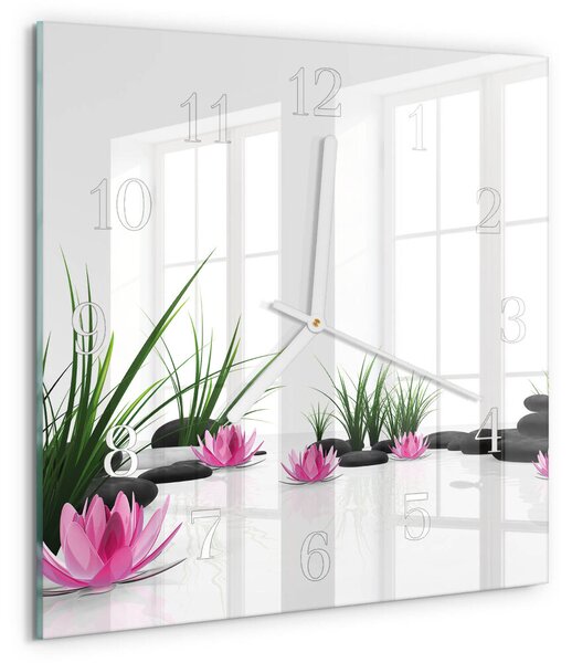Skleněné hodiny Lotosový květ zskb-30x30-00080173