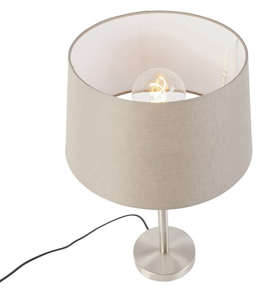 Moderní stolní lampa ocelová s tmavě béžovým stínítkem 35 cm - Simplo