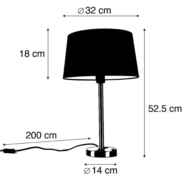 Moderní stolní lampa ocel s černým stínítkem 35 cm - Simplo