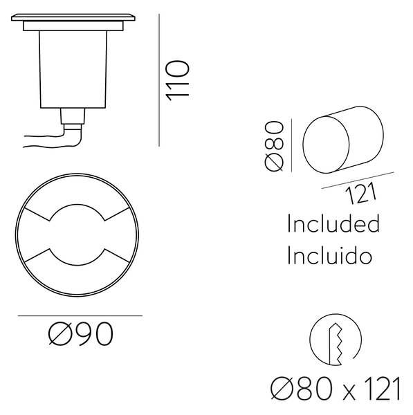 ACB Iluminacion Venkovní zapuštěné LED svítidlo INDUS 2d, ⌀ 9 cm, 1xGU10 8W, IP67