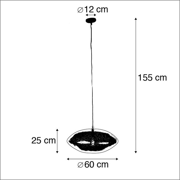Orientální závěsné svítidlo černé se zlatem 60 cm - Radiance
